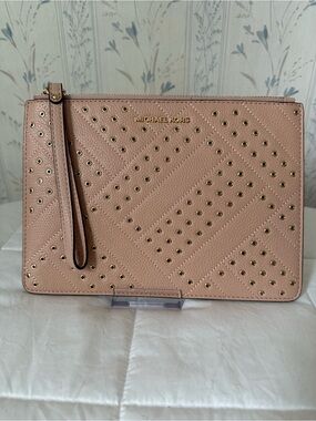 Michael Kors Pink Studded Leather Wristlet
